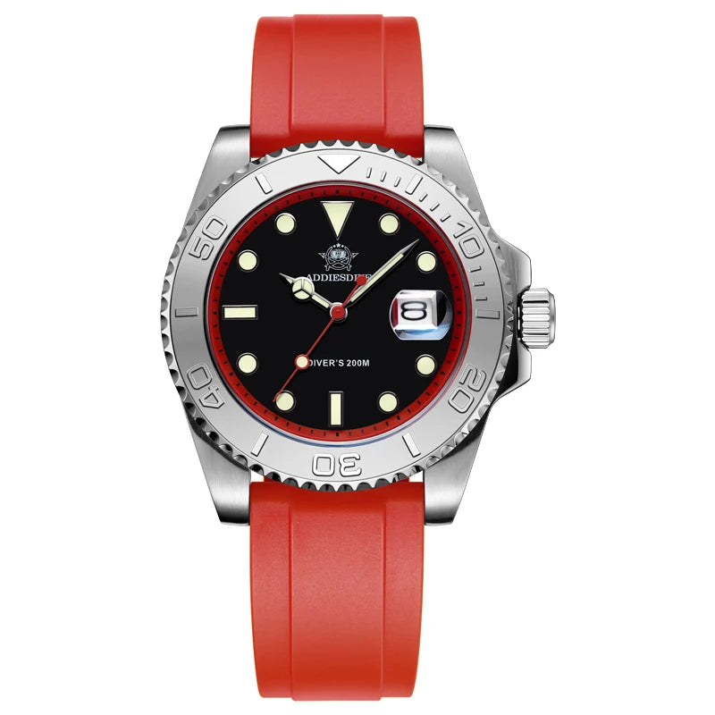 Montre Plongée ADDIESDIVE — Lunette Rotative, Bracelet Rubber