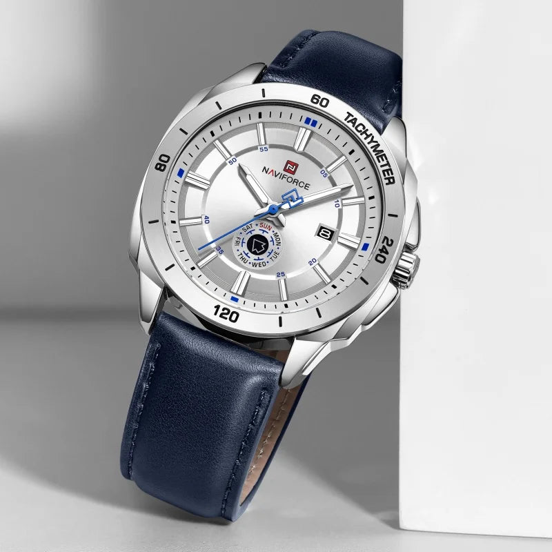 Montre NAVIFORCE — Quartz, Cuir, Coffret Inclus