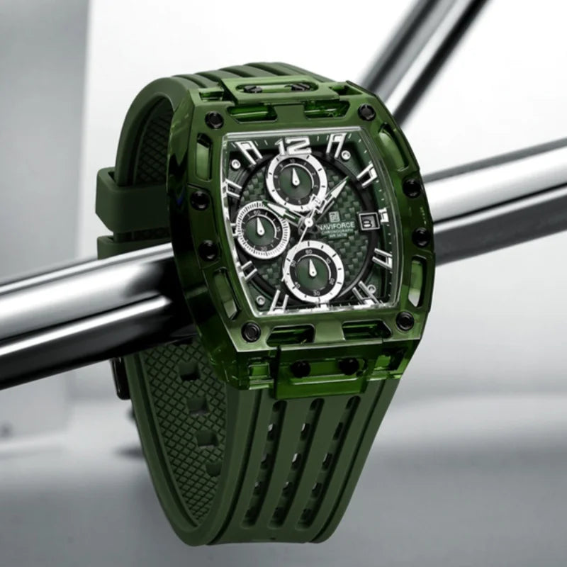 Montre NAVIFORCE 7105 — Chronographe, Boîtier Transparent