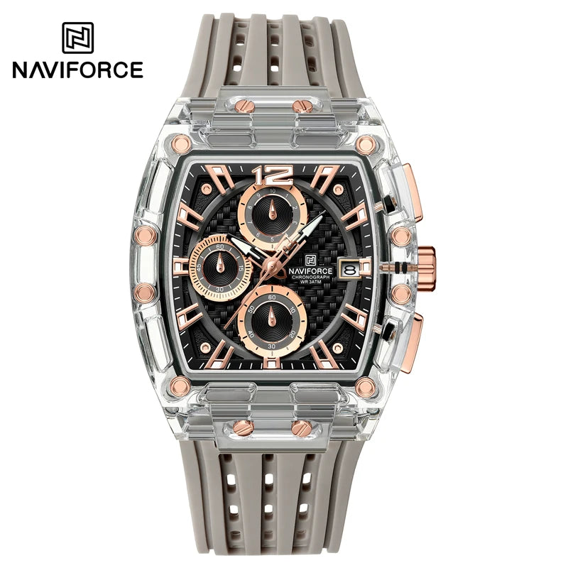 Montre NAVIFORCE 7105 — Chronographe, Boîtier Transparent