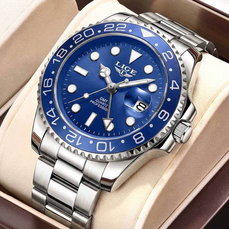 Montre décontractée pour homme LIGE, montre fashion business plongeur, montre de luxe étanche pour hommes, chronographe quartz sport, Relogio Masculino