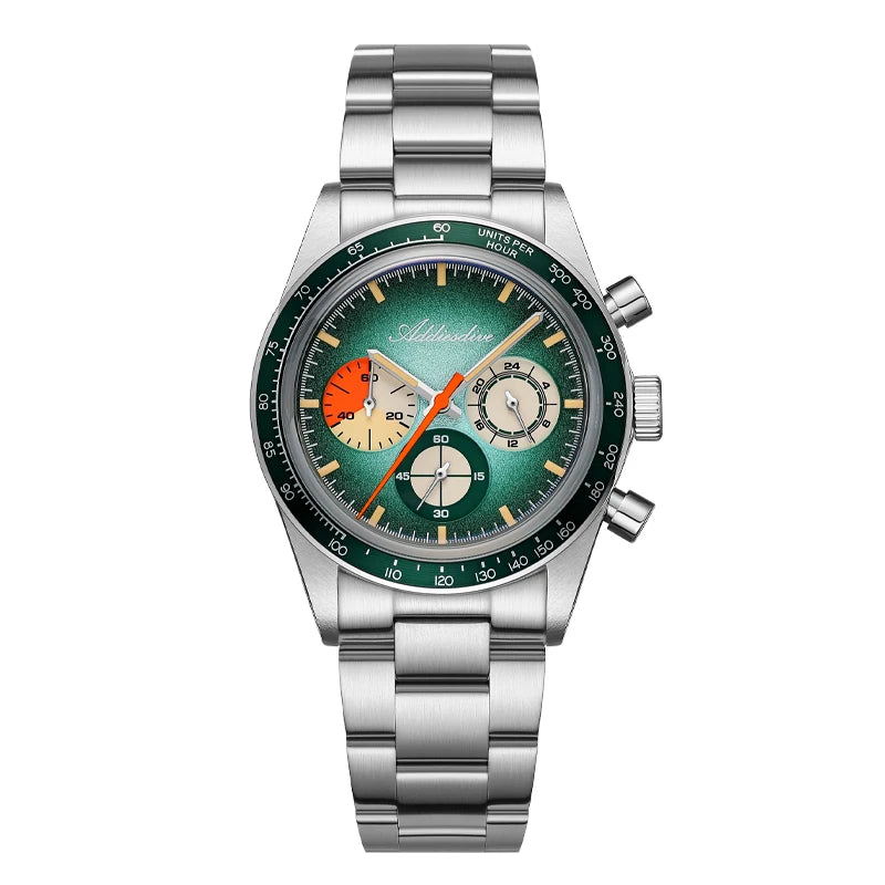 Montre Chronographe ADDIESDIVE — Verre Bombé, Super Lumineuse