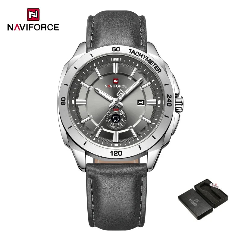 Montre NAVIFORCE — Quartz, Cuir, Coffret Inclus