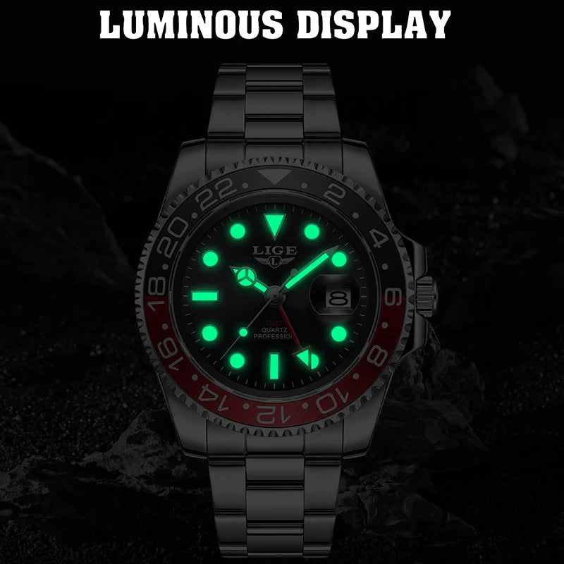 Montre décontractée pour homme LIGE, montre fashion business plongeur, montre de luxe étanche pour hommes, chronographe quartz sport, Relogio Masculino