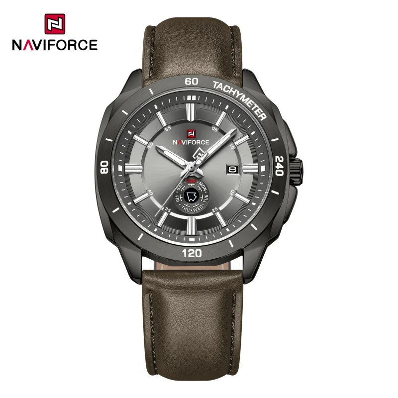 Montre NAVIFORCE — Quartz, Cuir, Coffret Inclus
