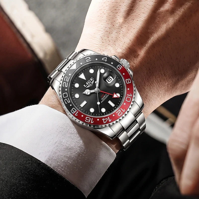 Montre décontractée pour homme LIGE, montre fashion business plongeur, montre de luxe étanche pour hommes, chronographe quartz sport, Relogio Masculino