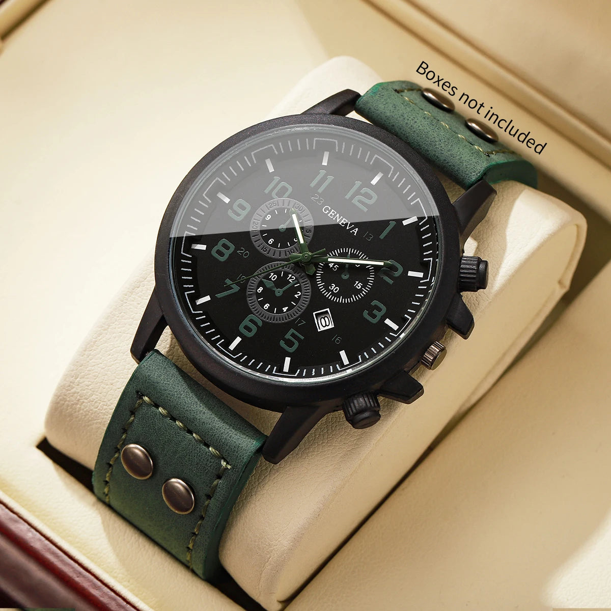 Montre Homme à Quartz, Bracelet en Cuir, Montre Militaire et Sportive pour Homme, Relogio Masculino (Sans Boîte)
