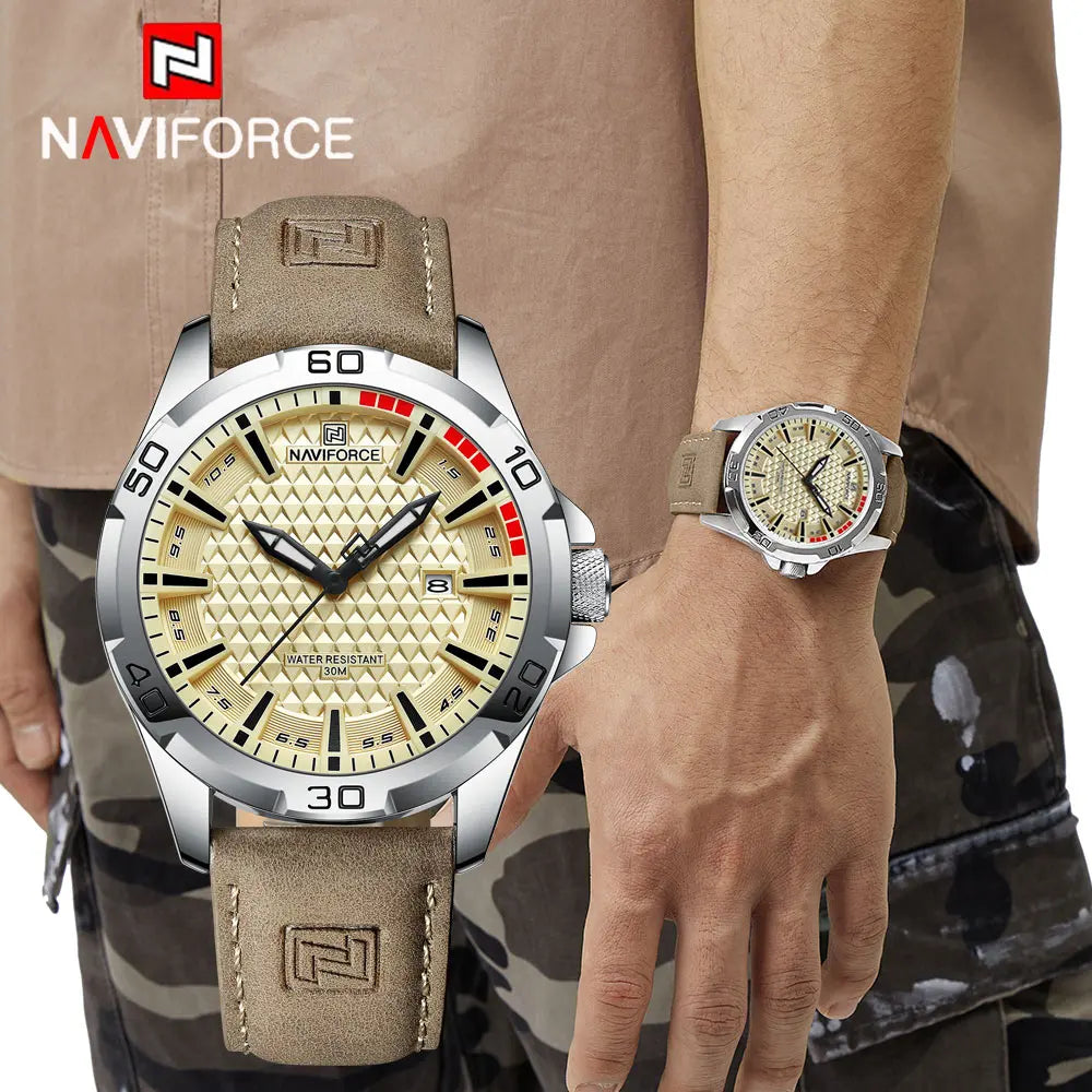 Montre NAVIFORCE 8023 — Calendrier, Cuir