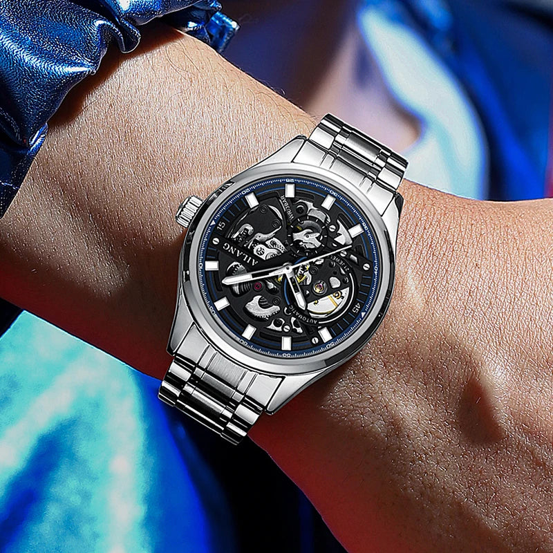 Montre Automatique AILANG 8835 — Squelette Steampunk, Acier