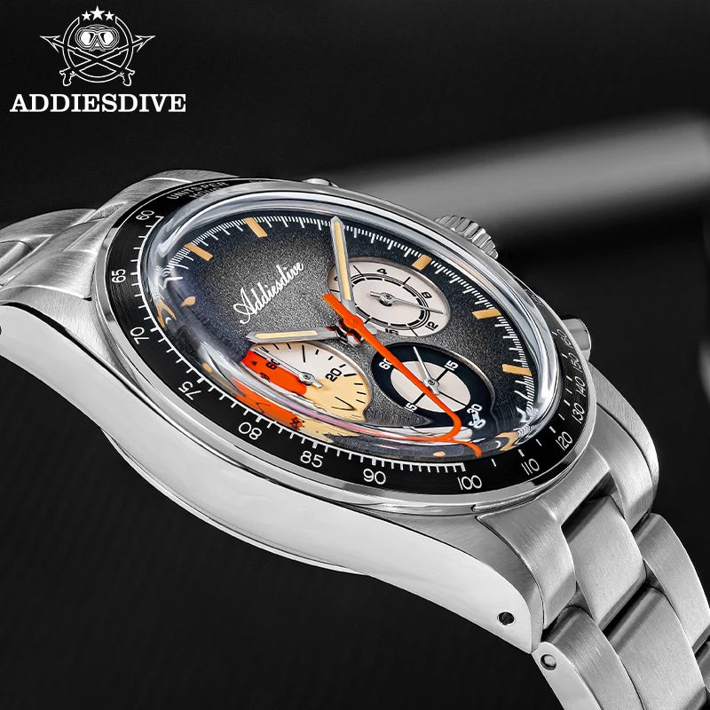 Montre Chronographe ADDIESDIVE — Verre Bombé, Super Lumineuse