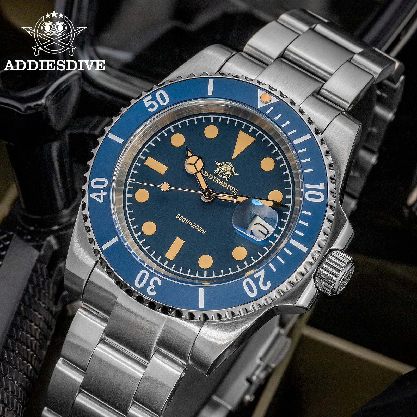 Montre Plongée ADDIESDIVE — Lunette Céramique Verte, 200m
