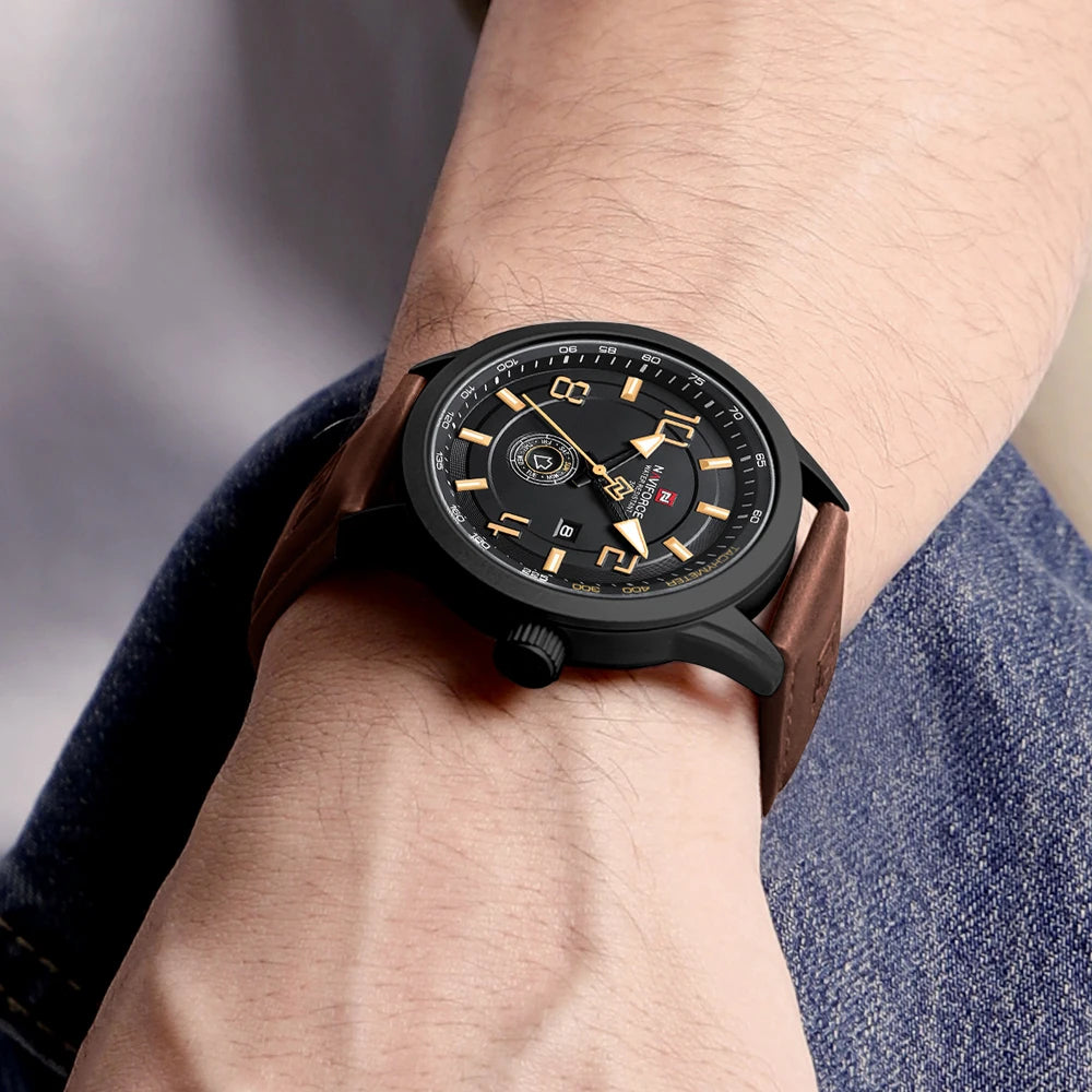 Montre NAVIFORCE — Quartz, Date &amp; Jour, Cuir