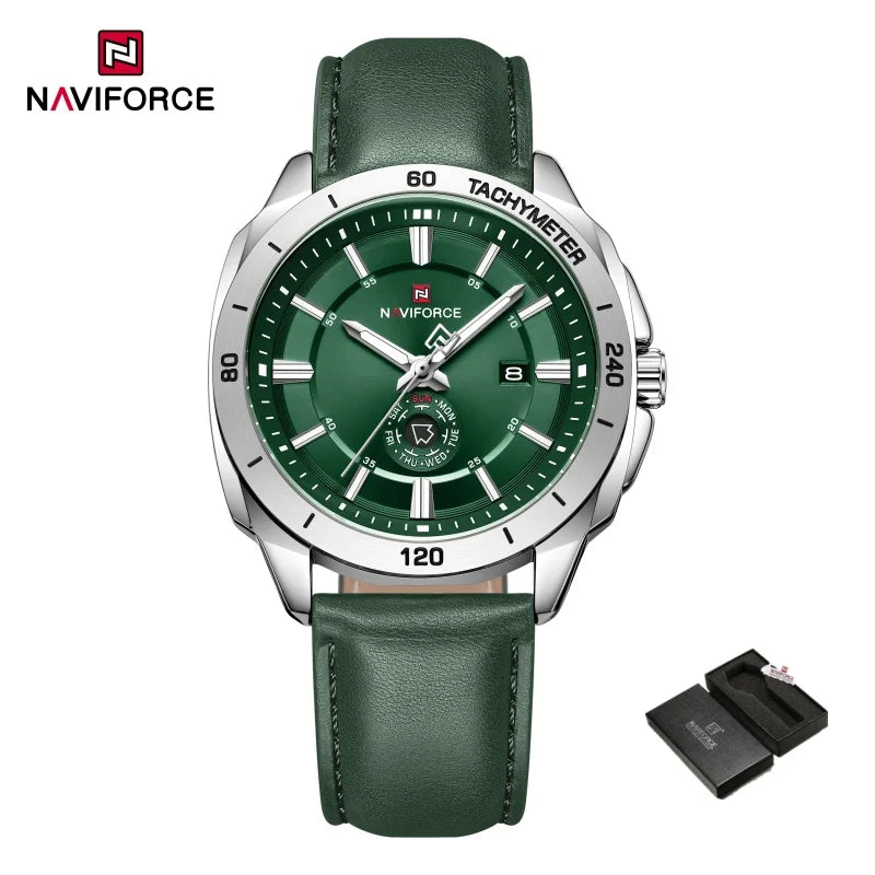 Montre NAVIFORCE — Quartz, Cuir, Coffret Inclus