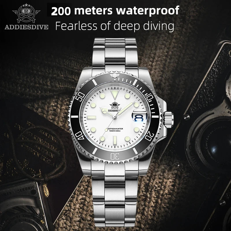 Montre Plongée ADDIESDIVE — Blanche, 200m