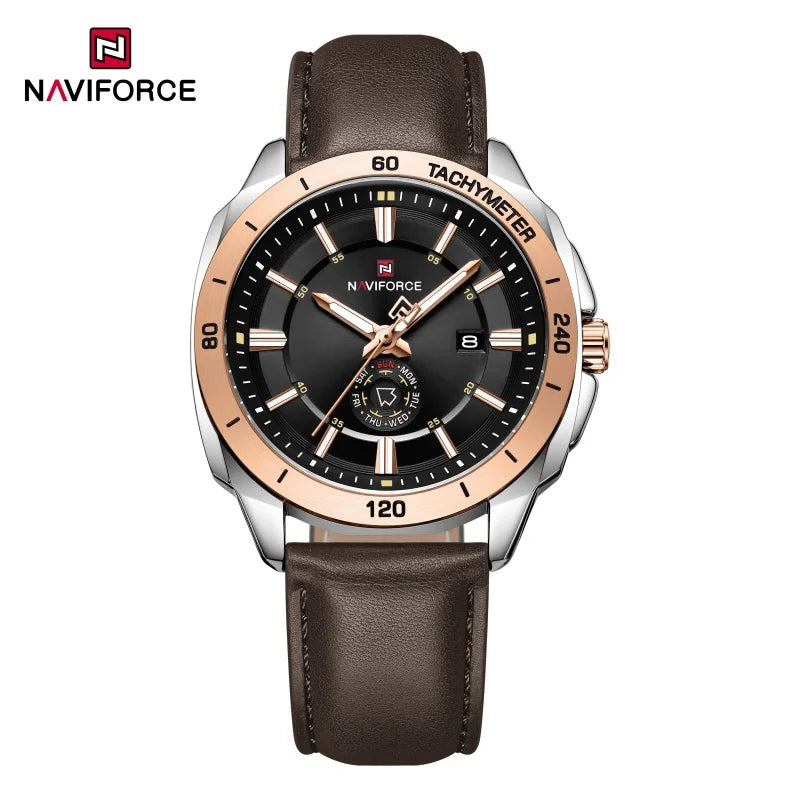 Montre NAVIFORCE — Quartz, Cuir, Coffret Inclus