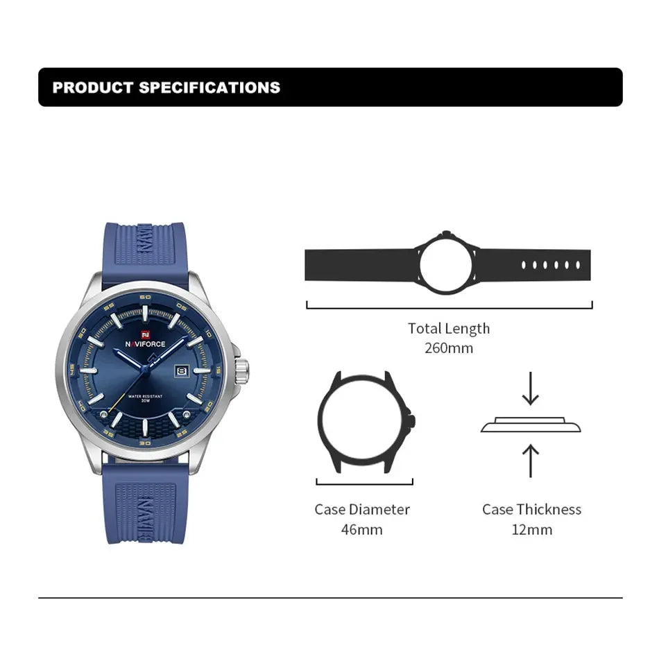 Montre NAVIFORCE — Business, Quartz, Silicone