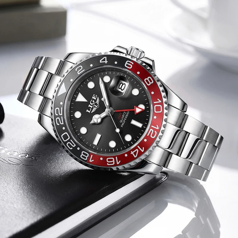 Montre décontractée pour homme LIGE, montre fashion business plongeur, montre de luxe étanche pour hommes, chronographe quartz sport, Relogio Masculino