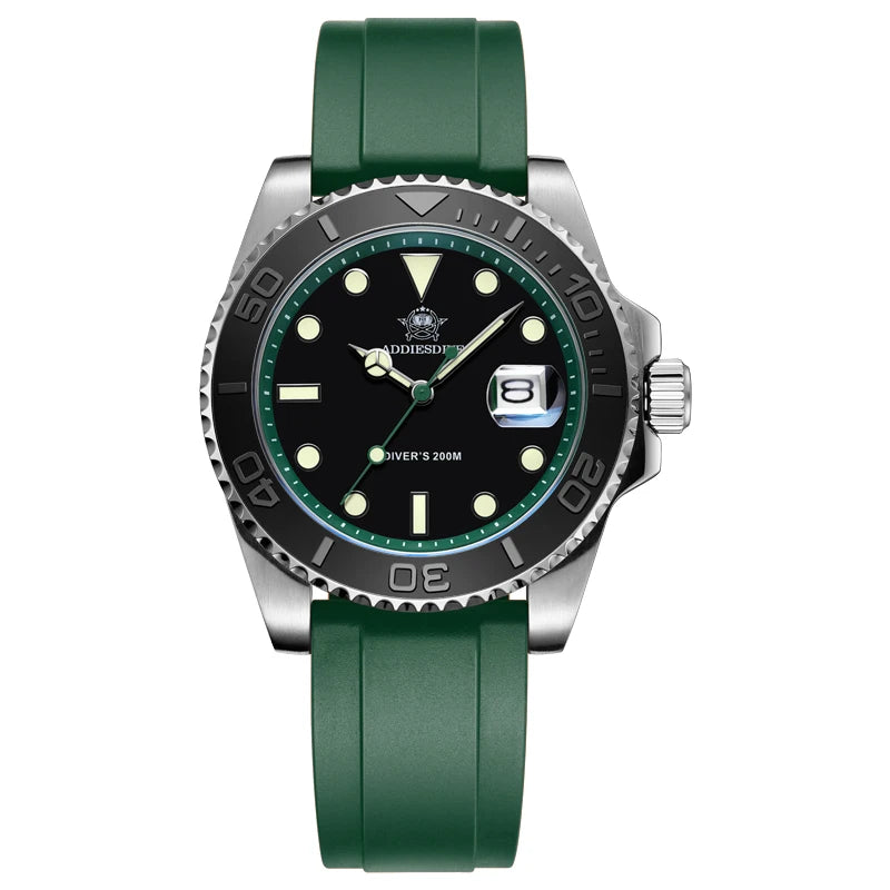 Montre Plongée ADDIESDIVE — Lunette Rotative, Bracelet Rubber