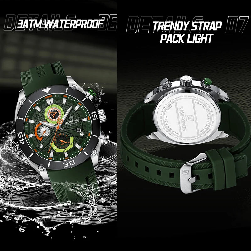Montre NAVIFORCE Sport — Chronographe Quartz, Militaire