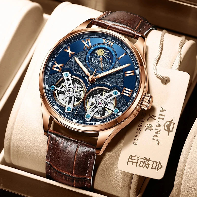 Montre Automatique AILANG — Double Tourbillon, Cuir