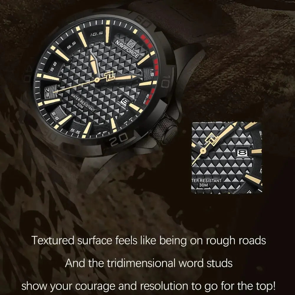 Montre NAVIFORCE 8023 — Calendrier, Cuir