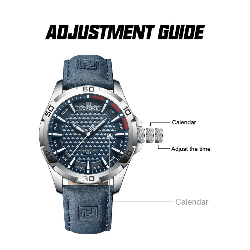 Montre NAVIFORCE NF8023 — Quartz, Calendrier, Cuir