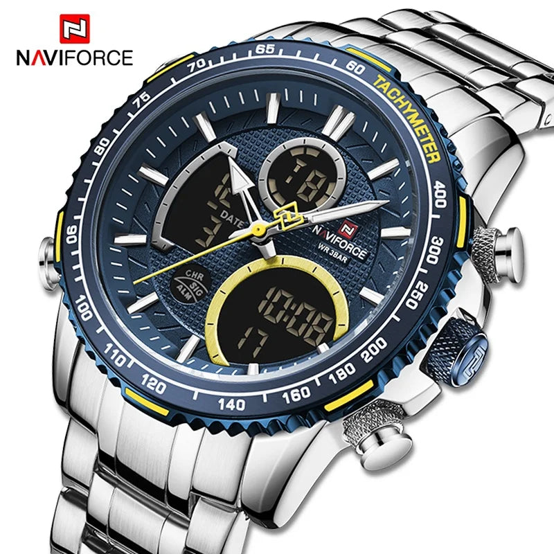 Montre NAVIFORCE — Chronographe Quartz, Bracelet Acier