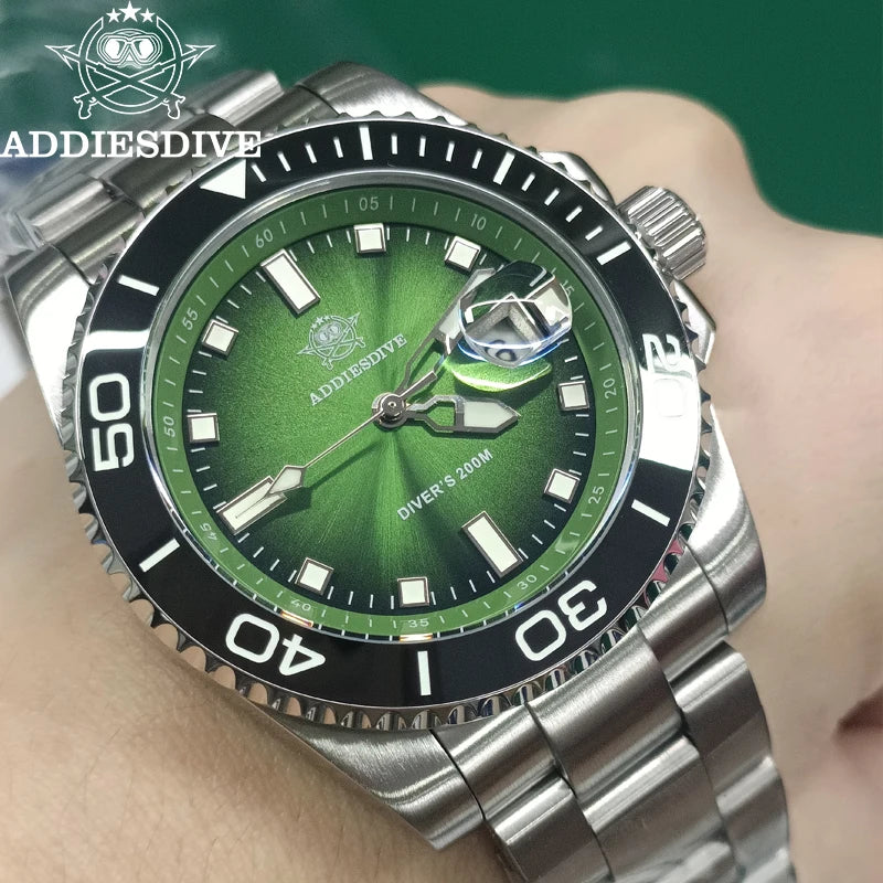 Montre Plongée ADDIESDIVE — Lunette Céramique, Acier ou Rubber