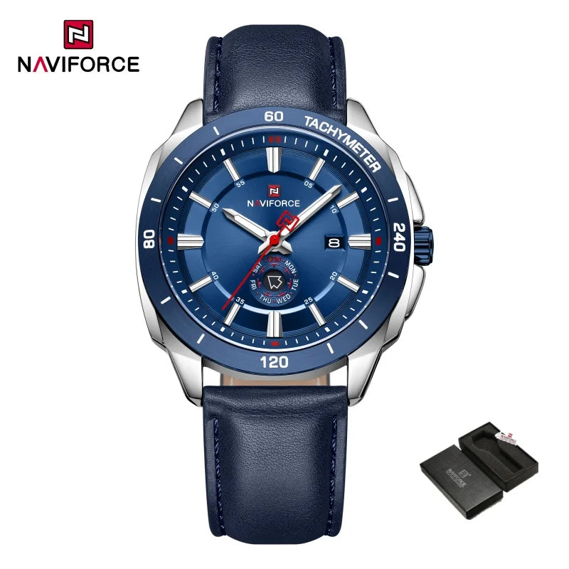 Montre NAVIFORCE — Quartz, Cuir, Coffret Inclus