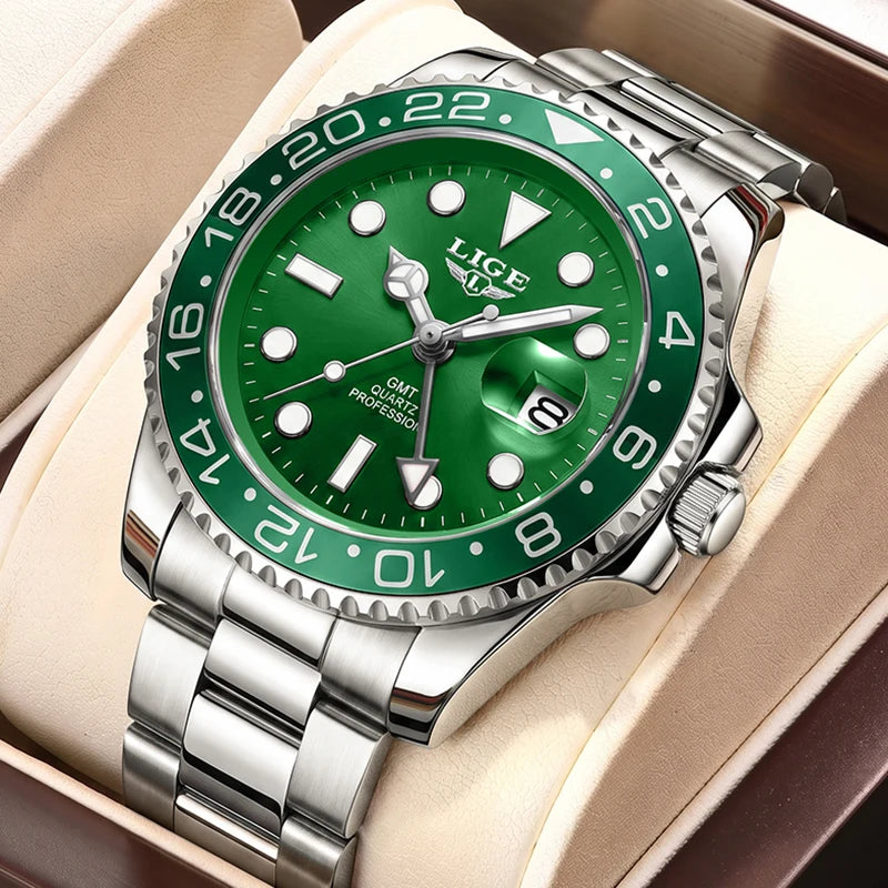Montre décontractée pour homme LIGE, montre fashion business plongeur, montre de luxe étanche pour hommes, chronographe quartz sport, Relogio Masculino